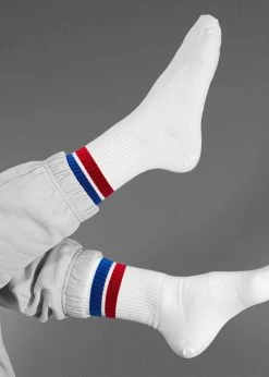 J. Clay -J. Clay WeisseTennissocken mitrot blauen streifen 3